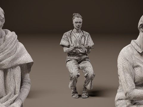 Sitzende Menschen x 10 03 3D Modell