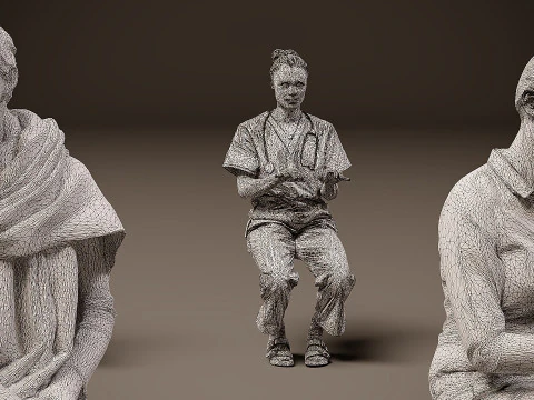 Sitting people x 10 03 3D Model