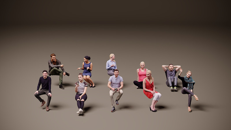 Sitzende Menschen x 10 04 3D Modell .c4d .max .obj .3ds .fbx .stl .blend 
