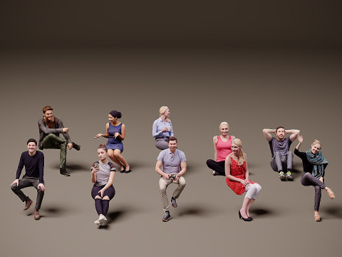 Zittende mensen x 10 04 3D Model