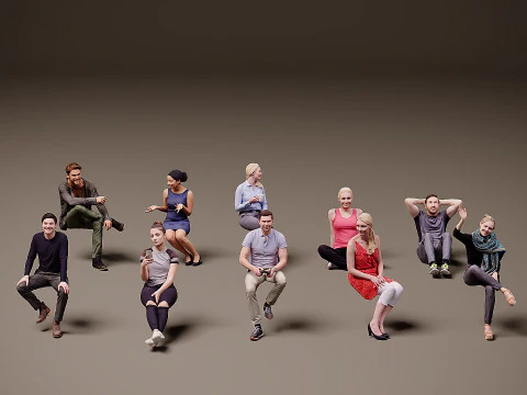 Persone sedute x 10 04 Modello 3D