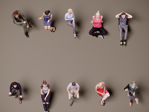 Sitzende Menschen x 10 04 3D Modell