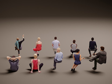 Sitzende Menschen x 10 04 3D Modell