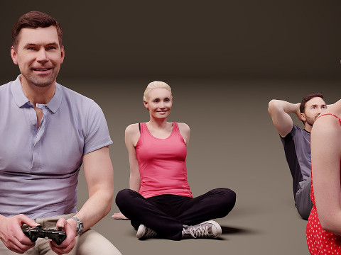 Sitzende Menschen x 10 04 3D Modell