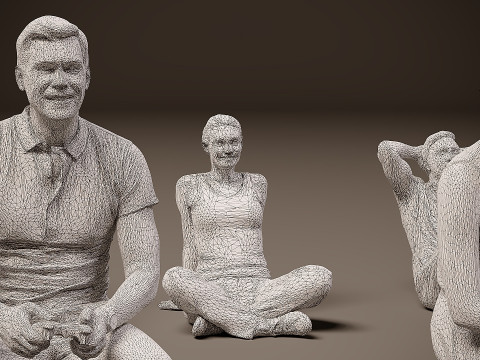 Sitzende Menschen x 10 04 3D Modell