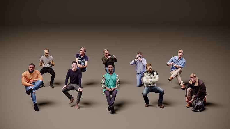 Sitzende Menschen x 10 05 3D Modell .c4d .max .obj .3ds .fbx .stl .blend 