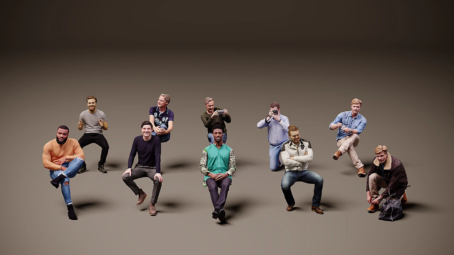 Sitting people x 10 05 3D Model .c4d .max .obj .3ds .fbx .stl .blend 