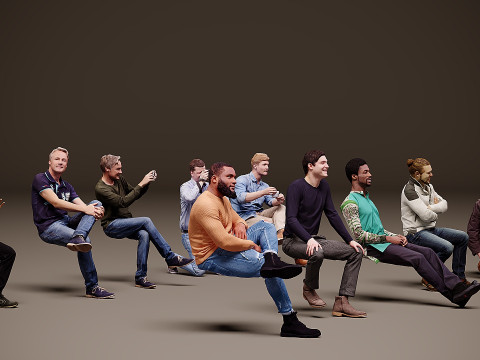 Sitzende Menschen x 10 05 3D Modell