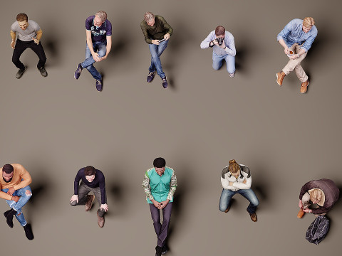 Sitzende Menschen x 10 05 3D Modell