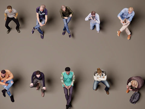 Sitting people x 10 05 3D Model