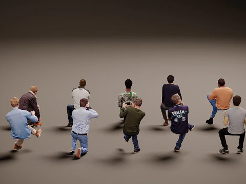 Sitting people x 10 05 3D Model