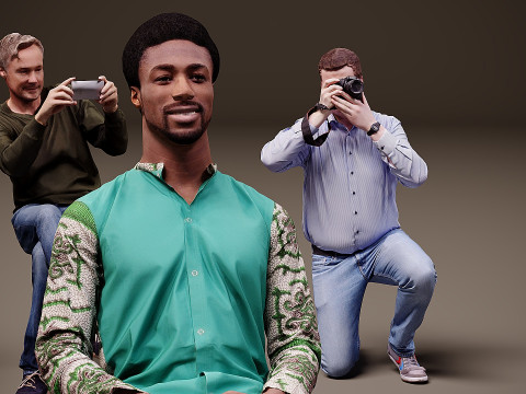 Sitzende Menschen x 10 05 3D Modell