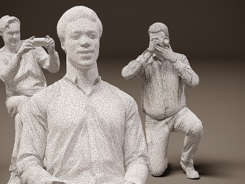 Sitzende Menschen x 10 05 3D Modell