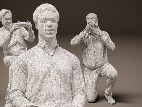Sitting people x 10 05 3D Model