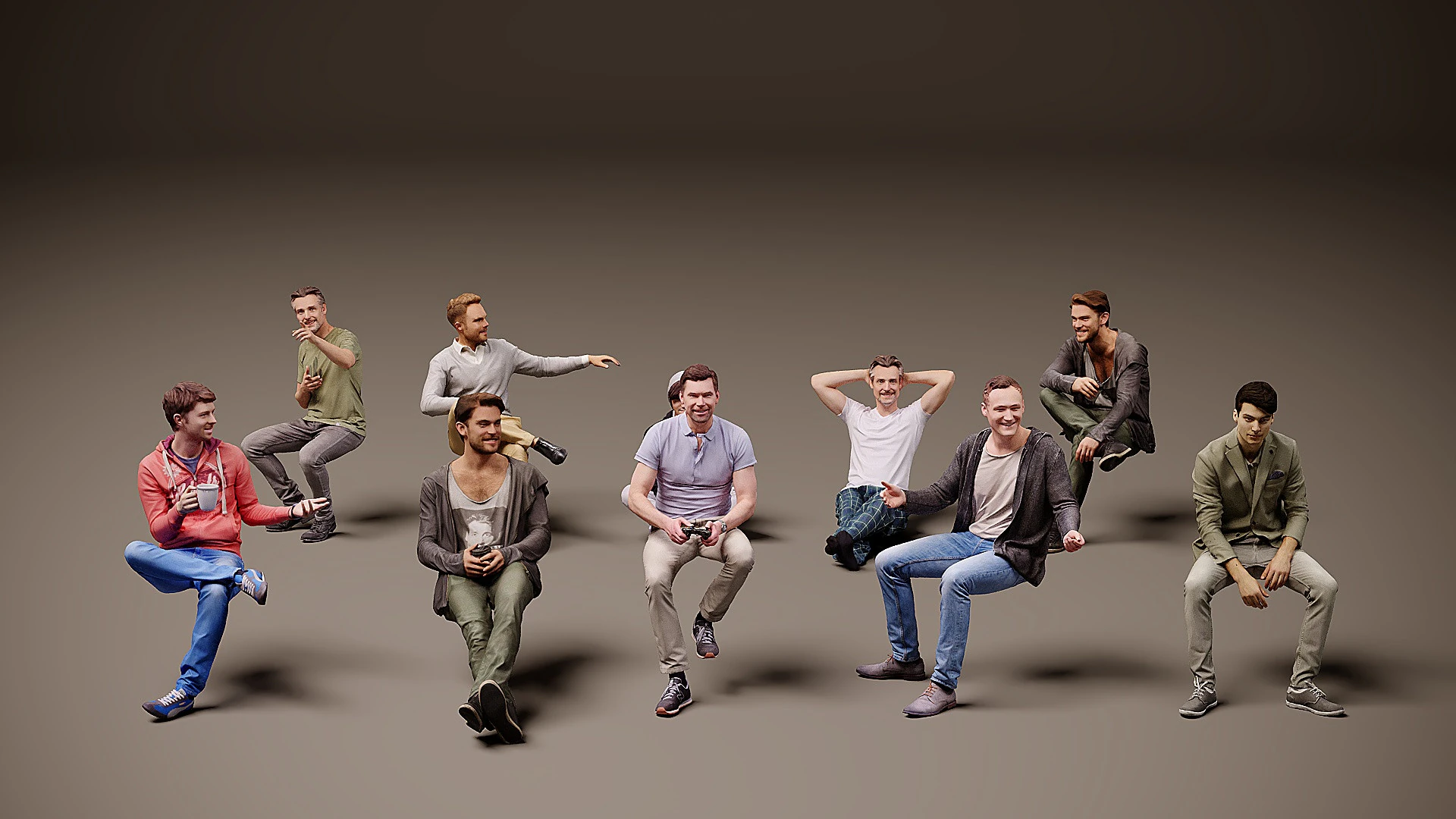 Sitting people x 10 06 3D Model .c4d .max .obj .3ds .fbx .stl .blend 