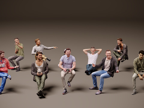 座っている人×10 06 3Dモデル