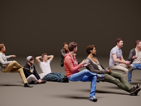 Sitzende Menschen x 10 06 3D Modell