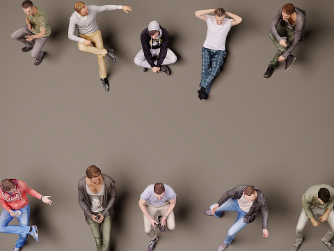 Sitzende Menschen x 10 06 3D Modell