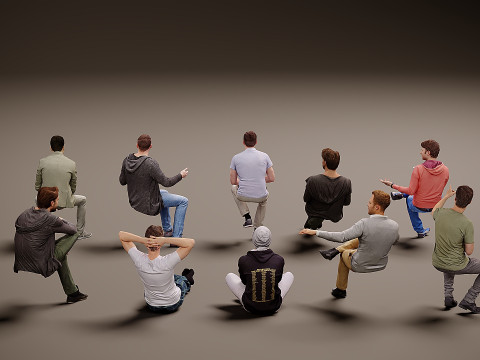 Sitzende Menschen x 10 06 3D Modell