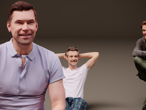 Sitzende Menschen x 10 06 3D Modell