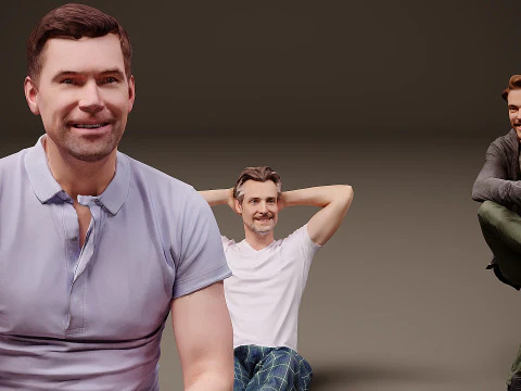 Sitting people x 10 06 3D Model