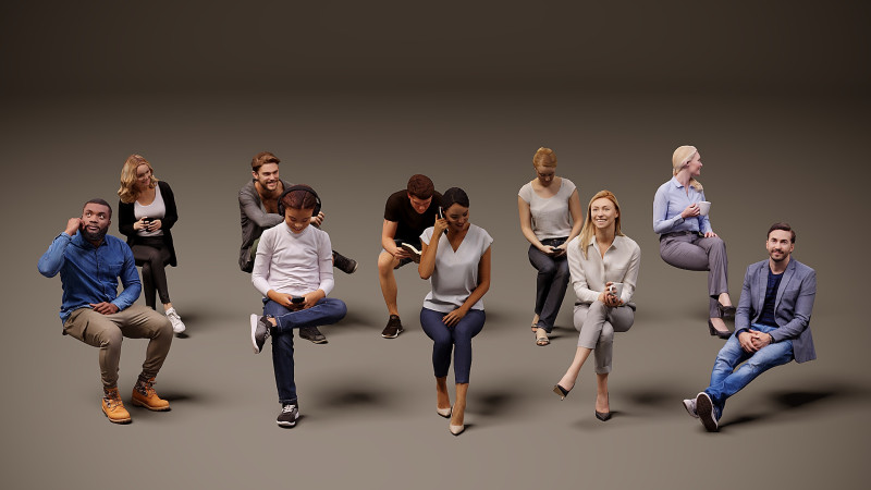 Sitzende Menschen x 10 07 3D Modell .c4d .max .obj .3ds .fbx .stl .blend 