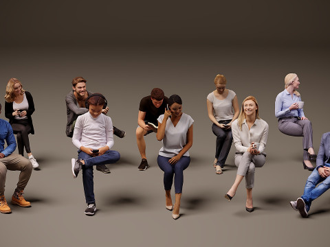 座っている人×10 07 3Dモデル