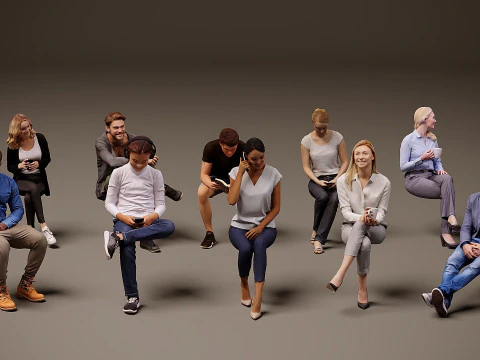 Persone sedute x 10 07 Modello 3D
