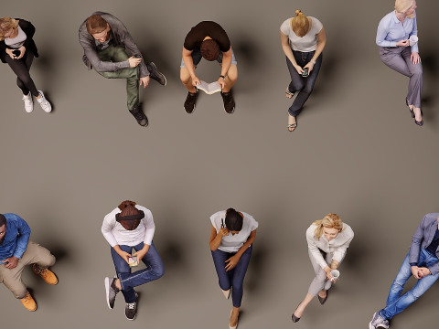 Sitzende Menschen x 10 07 3D Modell