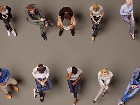 Sitting people x 10 07 3D Model