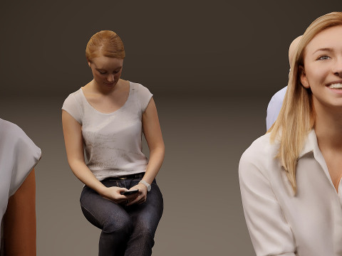 Sitzende Menschen x 10 07 3D Modell