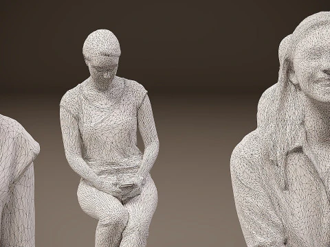 Sitting people x 10 07 3D Model