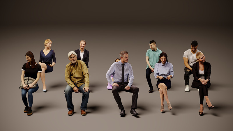 Sitzende Menschen x 10 08 3D Modell .c4d .max .obj .3ds .fbx .stl .blend 