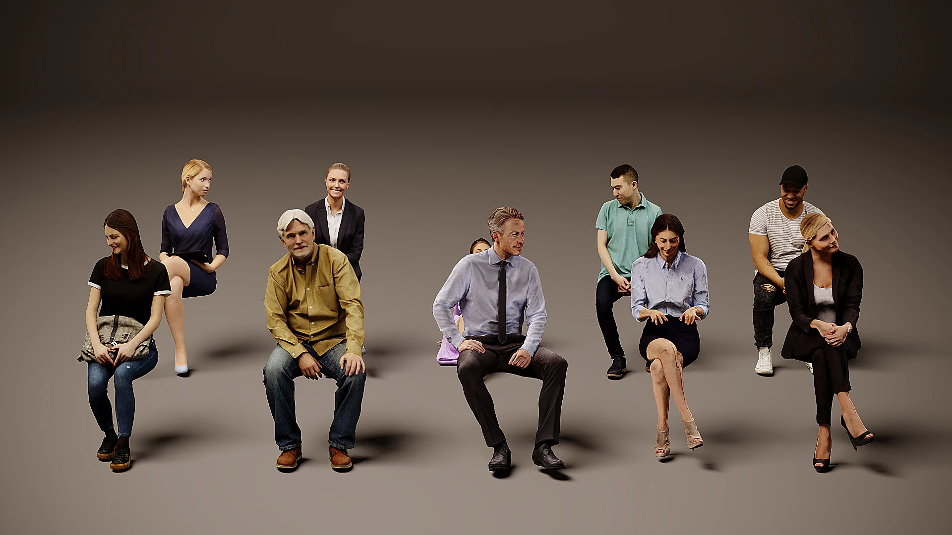Sitting people x 10 08 3D Model .c4d .max .obj .3ds .fbx .stl .blend