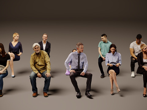 座っている人×10 08 3Dモデル