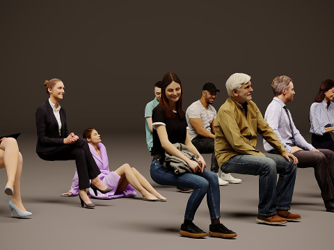 Sitzende Menschen x 10 08 3D Modell