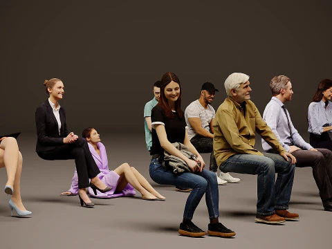 Sitting people x 10 08 3D Model