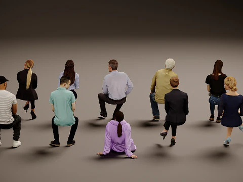Sitting people x 10 08 3D Model