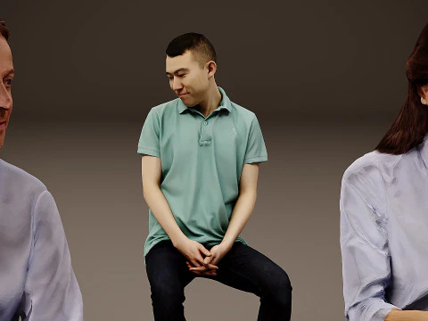 Sitting people x 10 08 3D Model
