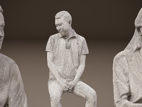 Sitzende Menschen x 10 08 3D Modell