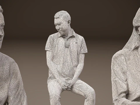Sitting people x 10 08 3D Model