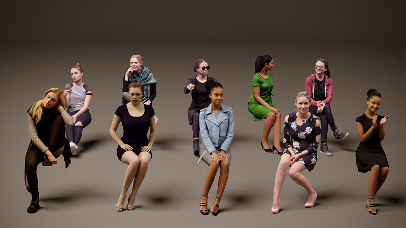 Sitzende Menschen x 10 09 3D Modell .c4d .max .obj .3ds .fbx .stl .blend 