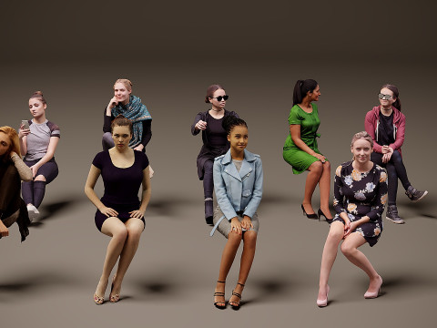 Zittende mensen x 10 09 3D Model