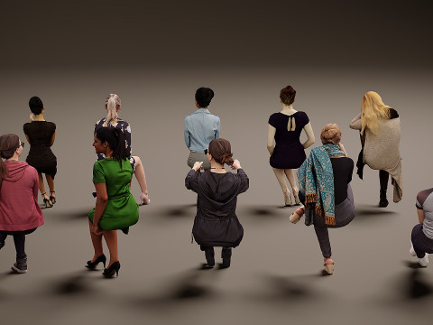 Sitzende Menschen x 10 09 3D Modell