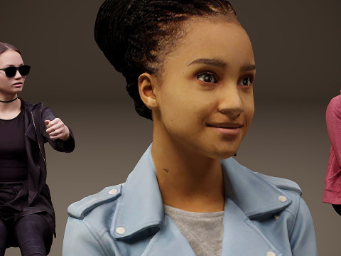 Sitzende Menschen x 10 09 3D Modell