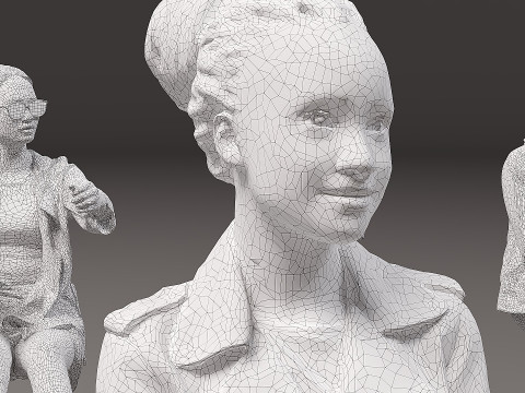 Sitzende Menschen x 10 09 3D Modell