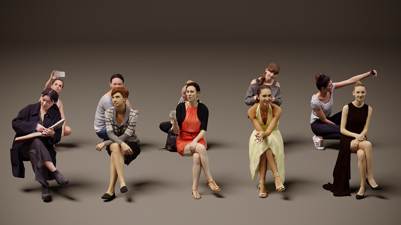 Pessoas sentadas x 10 10 Modelo 3D .c4d .max .obj .3ds .fbx .stl .blend 