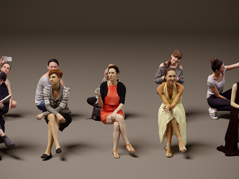 座っている人×10 10 3Dモデル