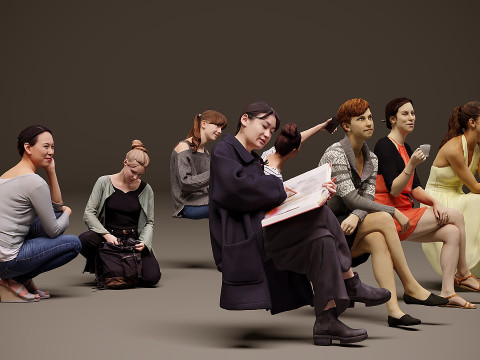 Pessoas sentadas x 10 10 Modelo 3D