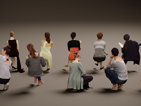 Pessoas sentadas x 10 10 Modelo 3D